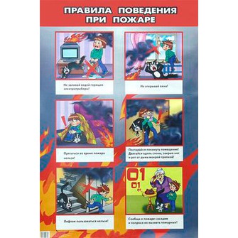 Правила поведения при пожаре. Плакат