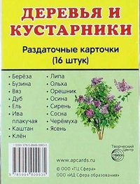 Деревья и кустарники. Набор 16 карточек 63*87 мм
