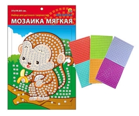Мозаика мягкая. Обезьянка. Формат А5 (21х15 см)