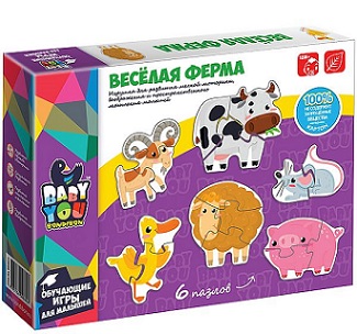 Веселая ферма Набор пазлов 6 шт