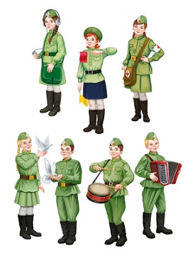 Комплект мини плакатов вырубных. Защитники Родины. 7 шт